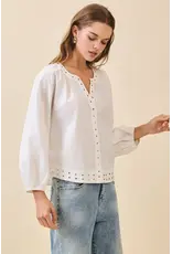 SILVER STUD LSLV BLOUSE