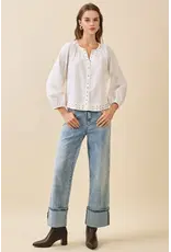 SILVER STUD LSLV BLOUSE