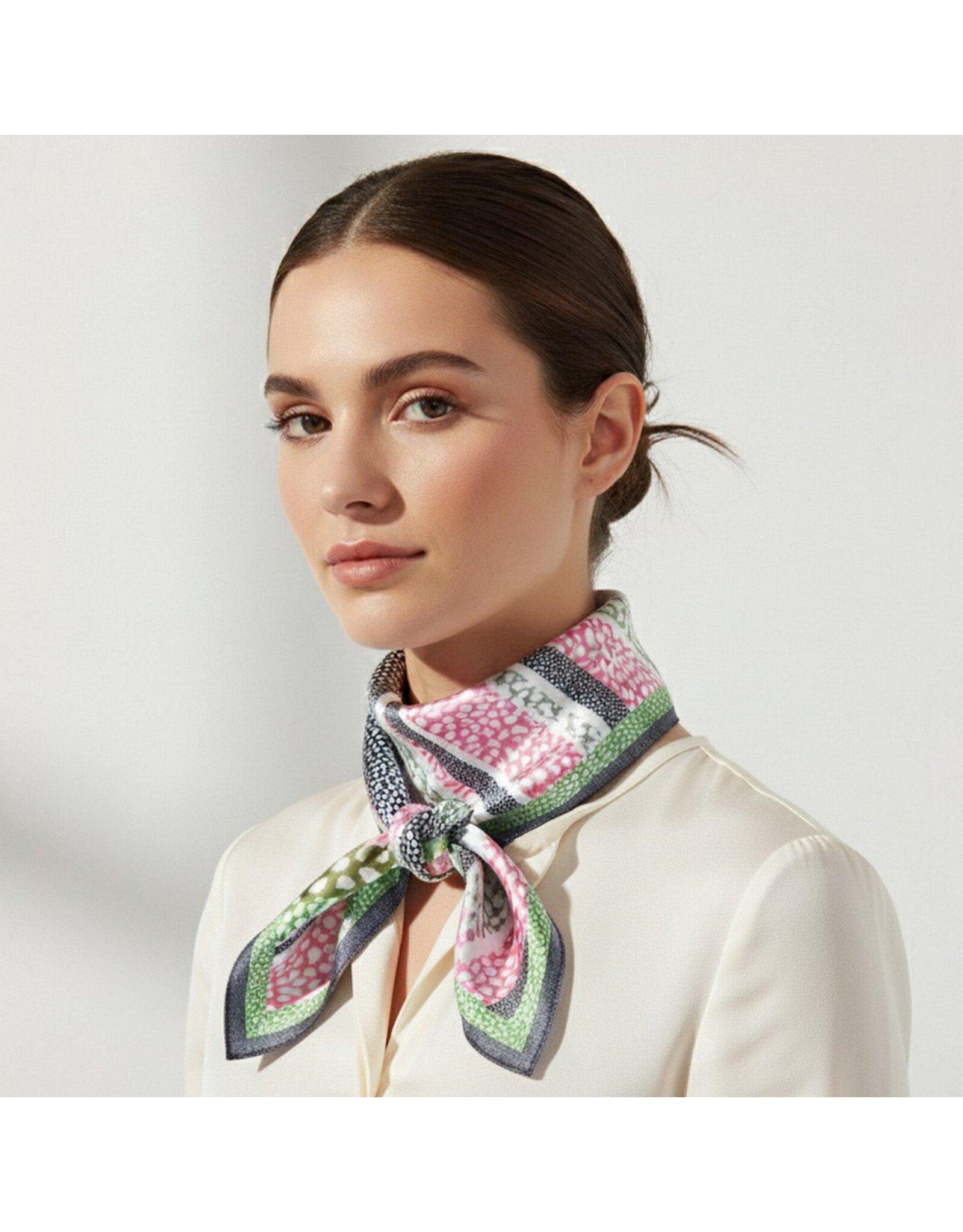 JOIA ACCESSORIES ABSTRACT GREEN LEOPARD PRINT BANDANA