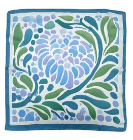 JOIA ACCESSORIES BLOOM PRINT BLUE SQUARE SCARF