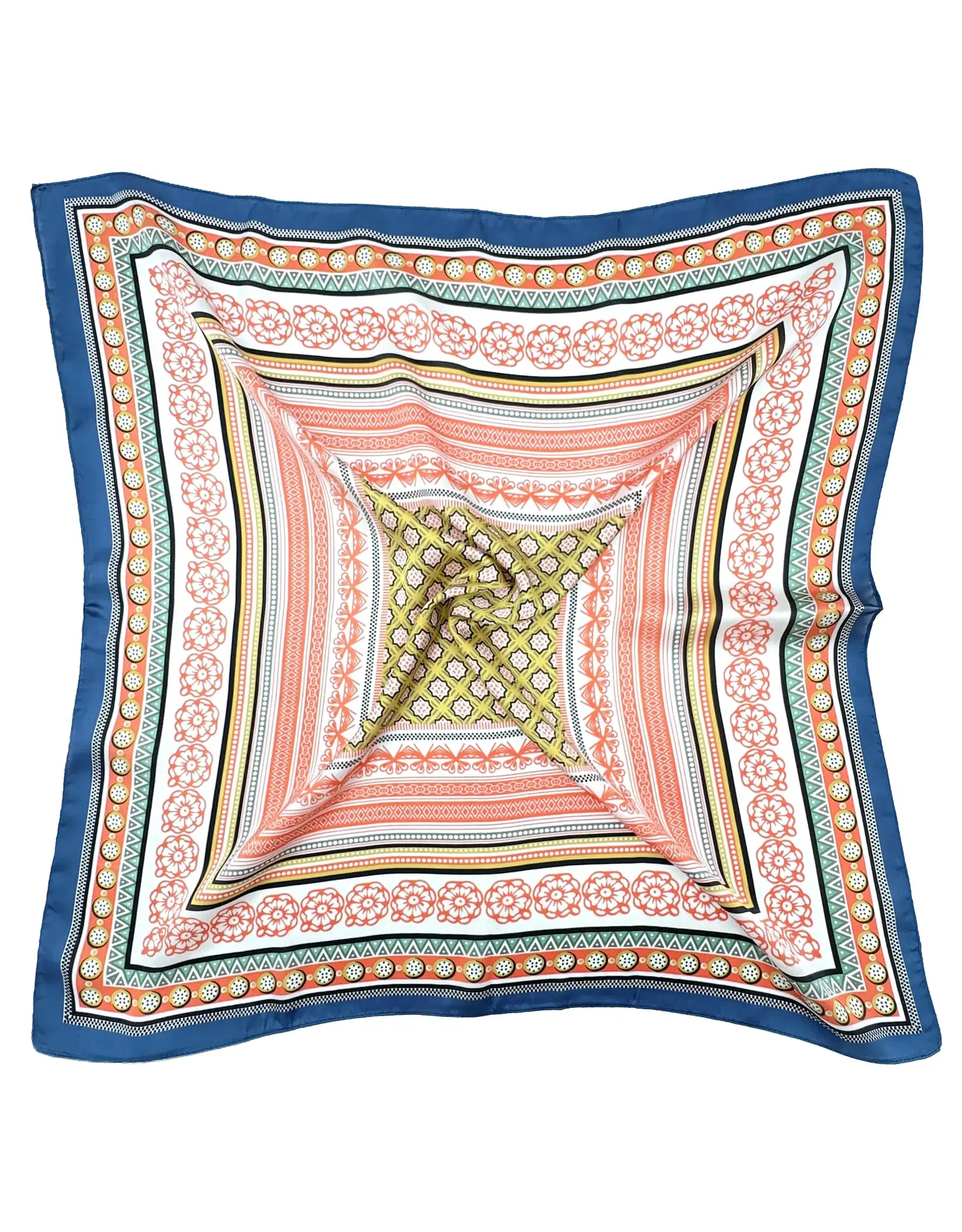 JOIA ACCESSORIES BOHO NAVY PRINT SQUARE SCARF