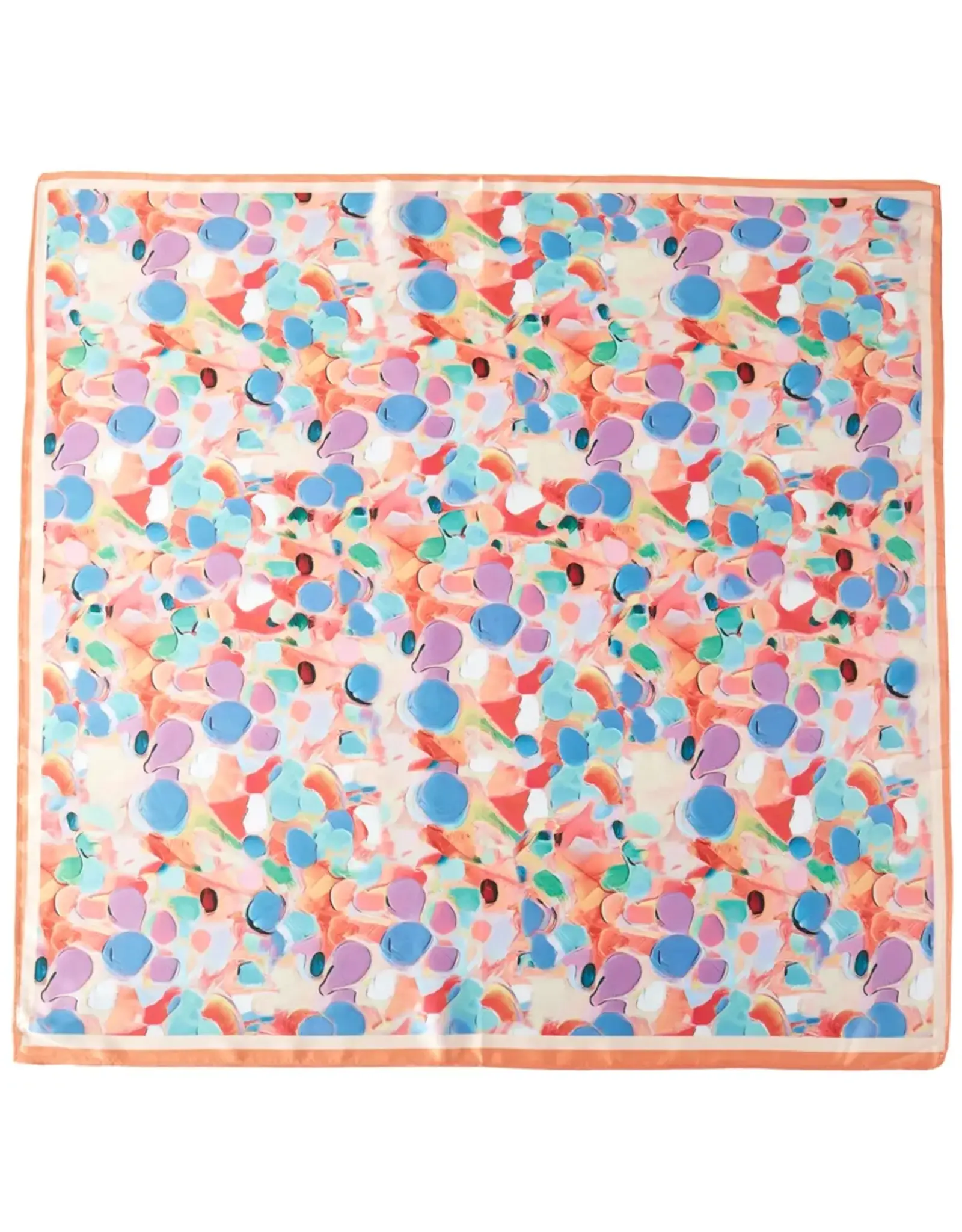 JOIA ACCESSORIES FLORAL PRINT ORANGE SILKY BANDANA NECK SCARF