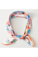 JOIA ACCESSORIES FLORAL PRINT ORANGE SILKY BANDANA NECK SCARF