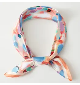 JOIA ACCESSORIES FLORAL PRINT ORANGE SILKY BANDANA NECK SCARF