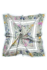 JOIA ACCESSORIES FLOWER BORDER TAUPE PRINT SQUARE SCARF
