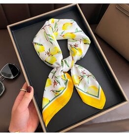 JOIA ACCESSORIES LEMON PATTERN SILKY BANDANA NECK SCARF