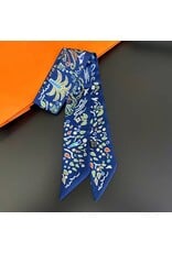 JOIA ACCESSORIES MULTI PATTERN BLUE SKINNY SCARF