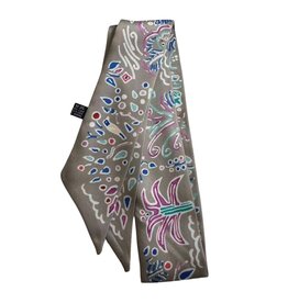 JOIA ACCESSORIES MULTI PATTERN KHAKI SKINNY SCARF