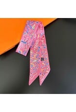 JOIA ACCESSORIES MULTI PATTERN PINK SKINNY SCARF