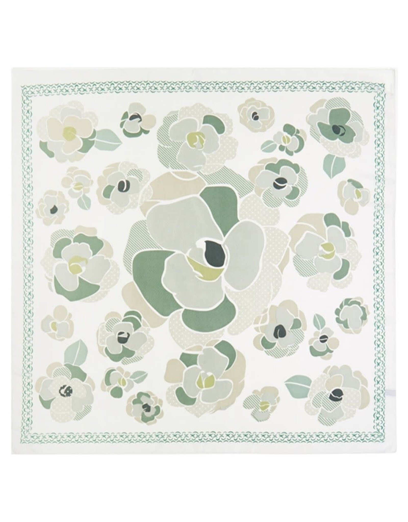 JOIA ACCESSORIES VINTAGE POPPY FLOWER OLIVE PRINT SILKY BANDANA