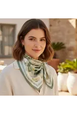 JOIA ACCESSORIES VINTAGE POPPY FLOWER OLIVE PRINT SILKY BANDANA