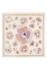 JOIA ACCESSORIES VINTAGE POPPY FLOWER TAUPE PRINT SILKY BANDANA