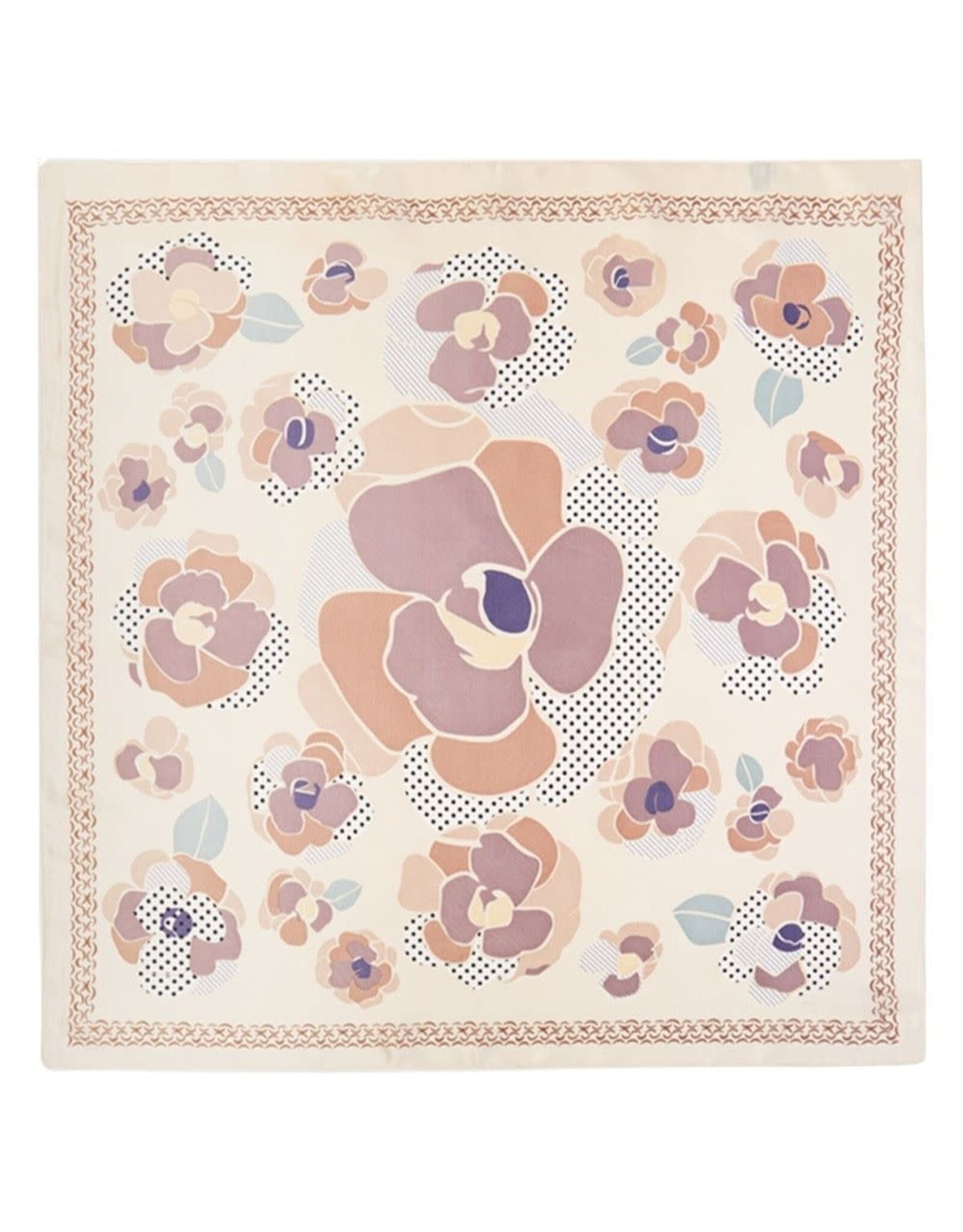 JOIA ACCESSORIES VINTAGE POPPY FLOWER TAUPE PRINT SILKY BANDANA