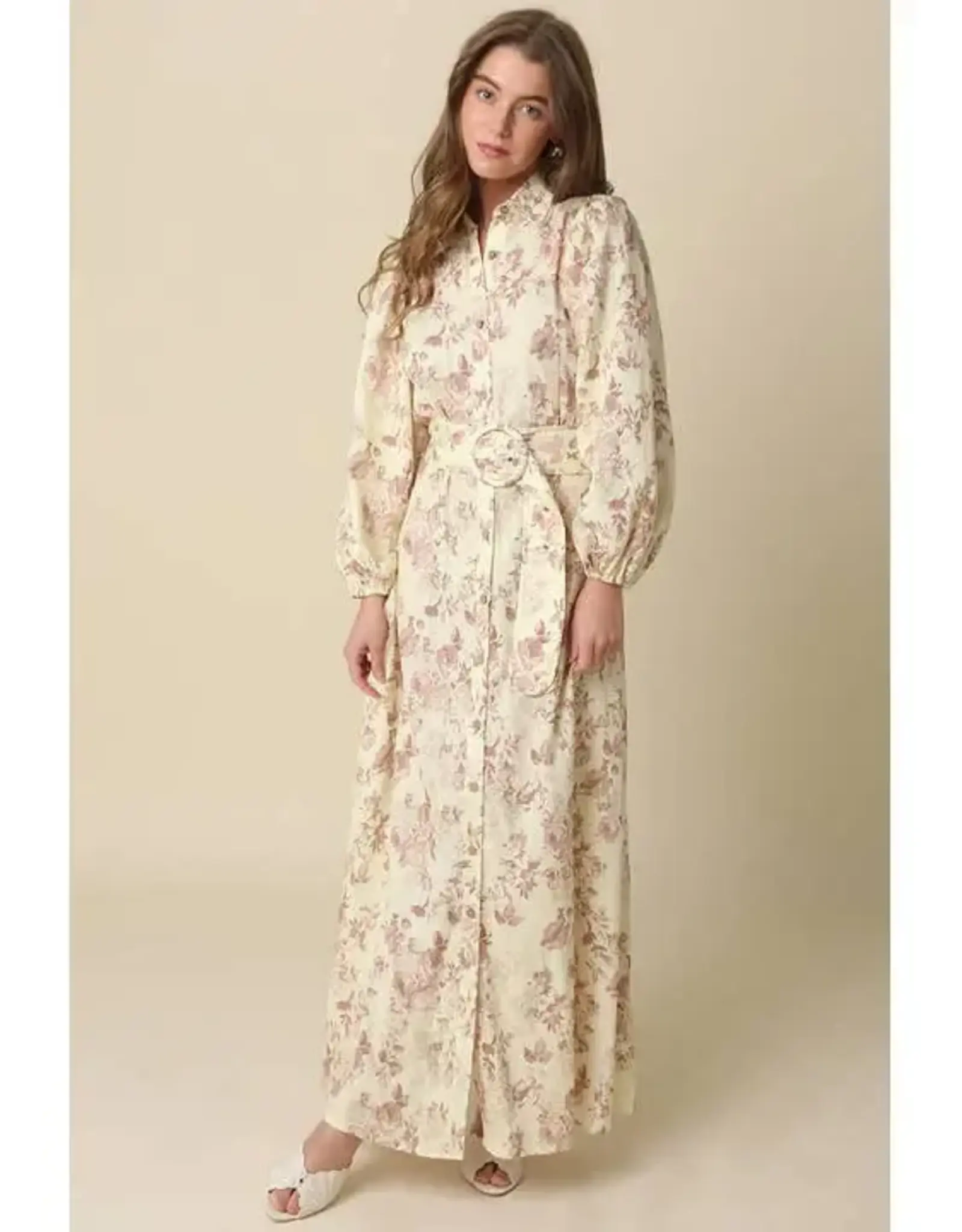 CAROLYN FLORAL BELTED MAXI