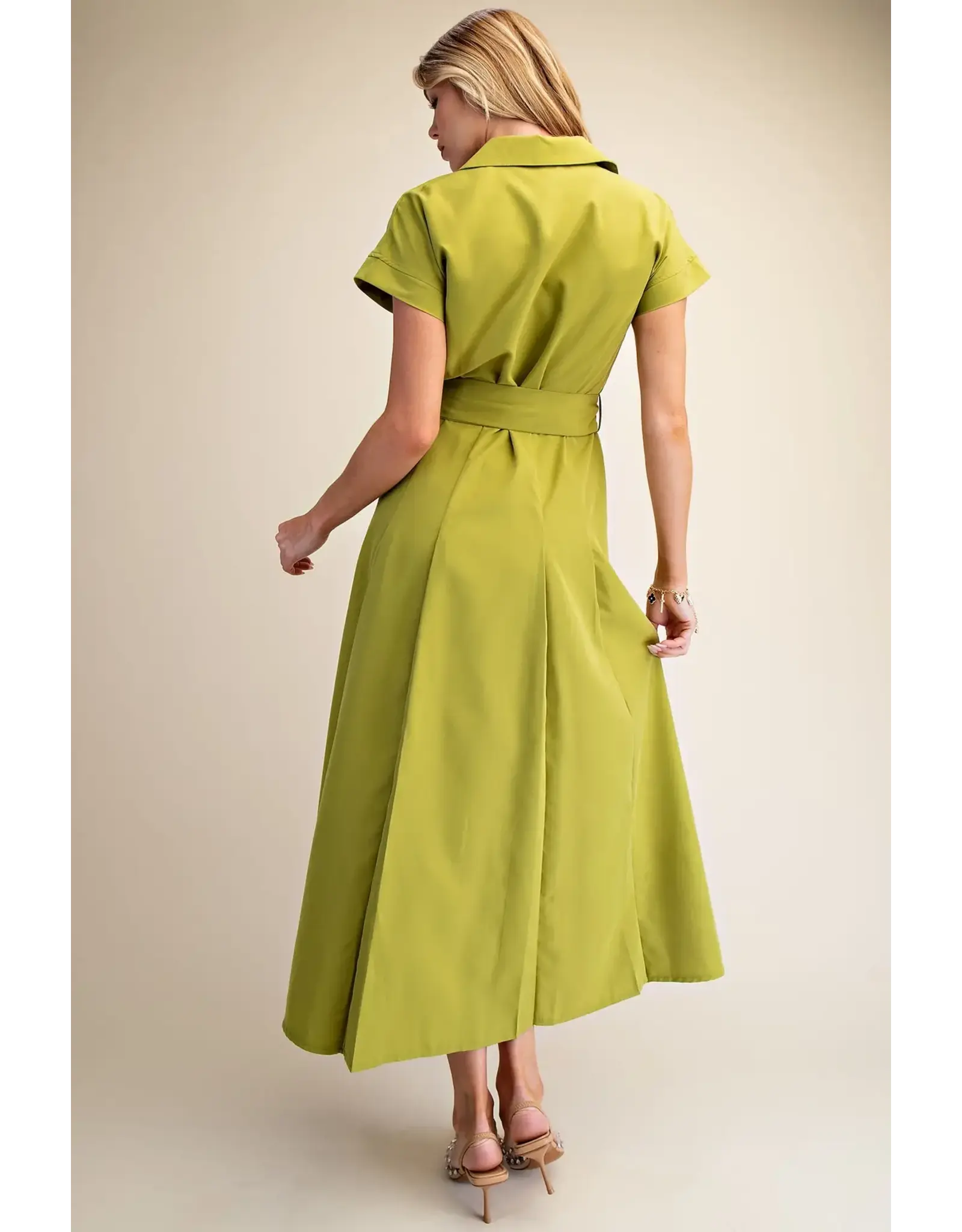 FRONT POCKET BUTTON DOWN MIDI DRESS