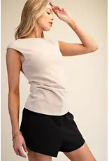 ROUND NECK SLVS SIDE DRAPED TOP