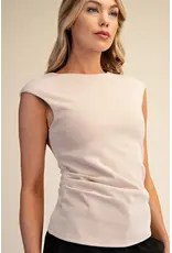 ROUND NECK SLVS SIDE DRAPED TOP