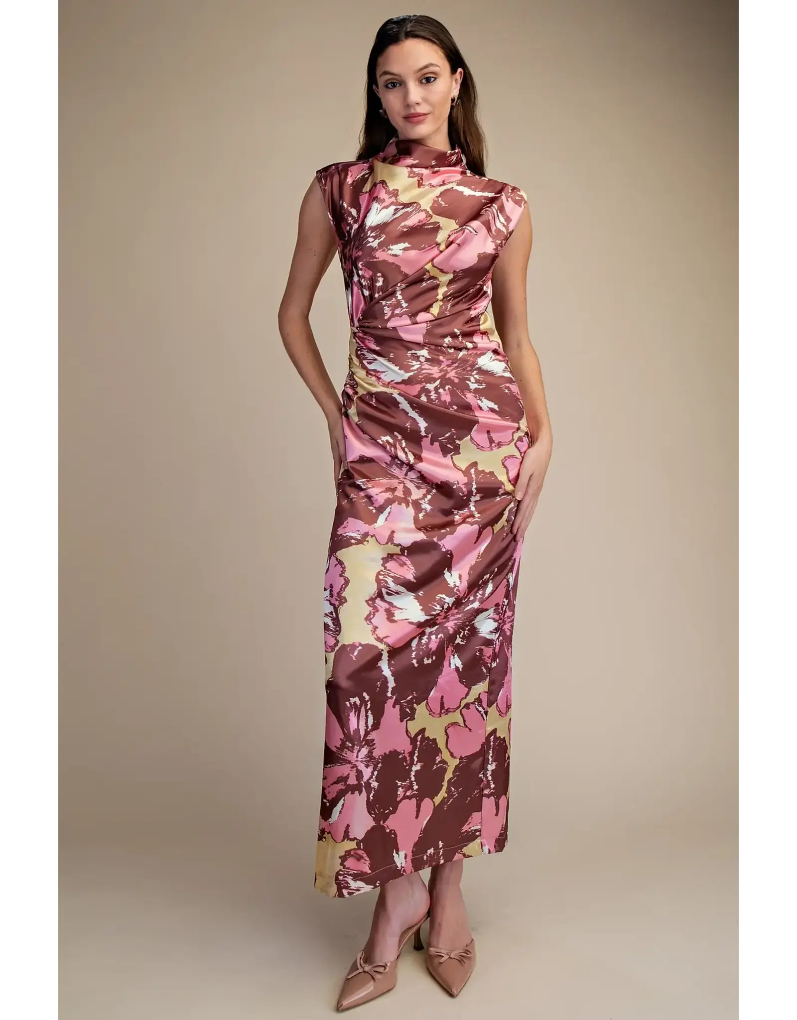 CAP SLEEVE MOCK NECK DRESS