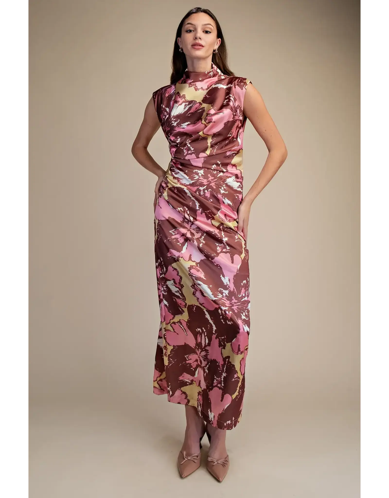 CAP SLEEVE MOCK NECK DRESS