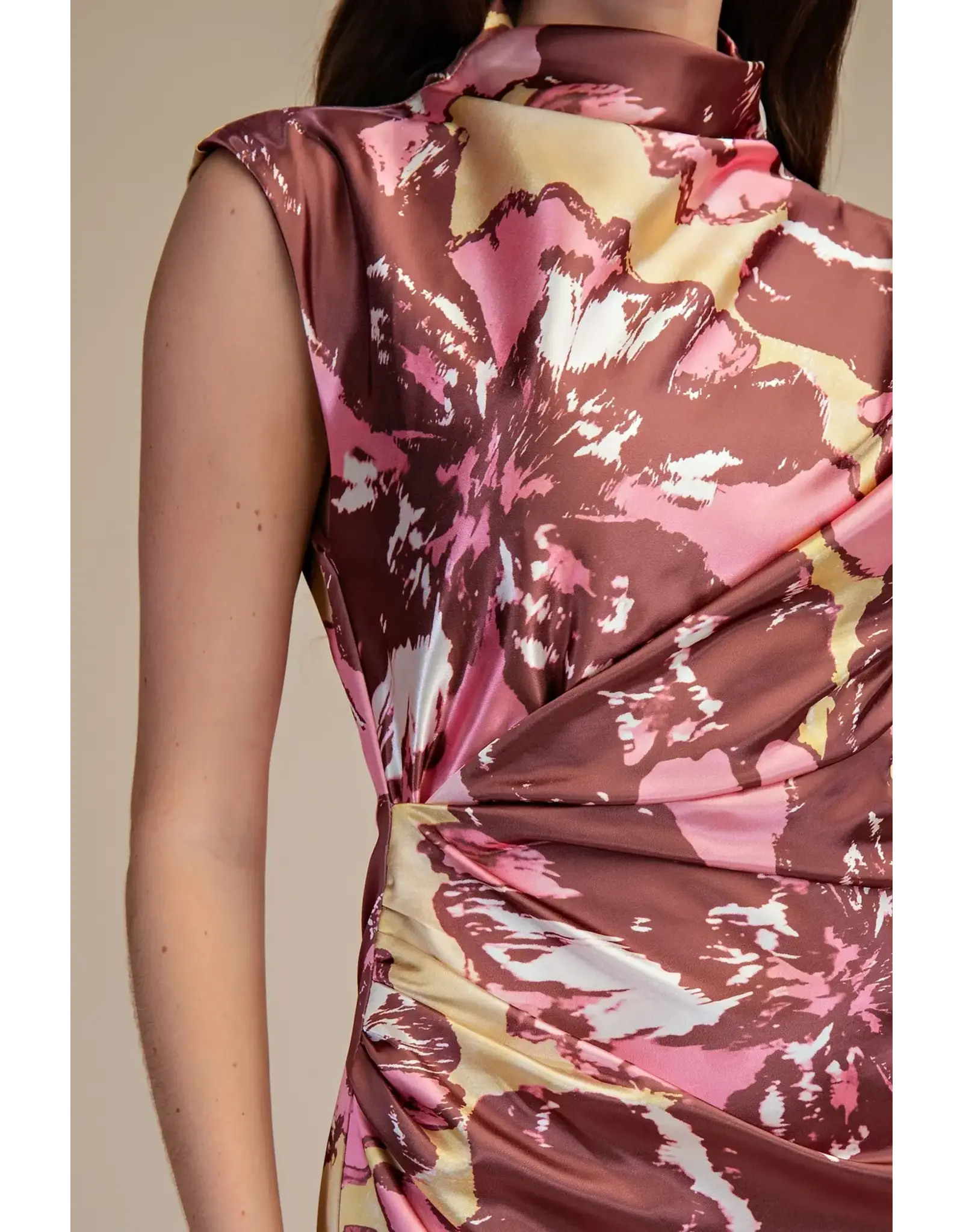 CAP SLEEVE MOCK NECK DRESS