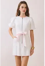 CONTRAST TRIM DETAIL ZIPPER MINI DRESS