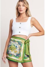 BAROQUE FLORAL PRINT WRAP SKORT