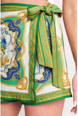 BAROQUE FLORAL PRINT WRAP SKORT