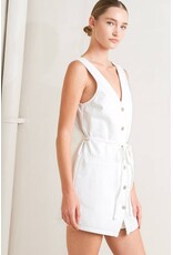 FREEMARKET DENIM VNECK BUTTON UP ROMPER