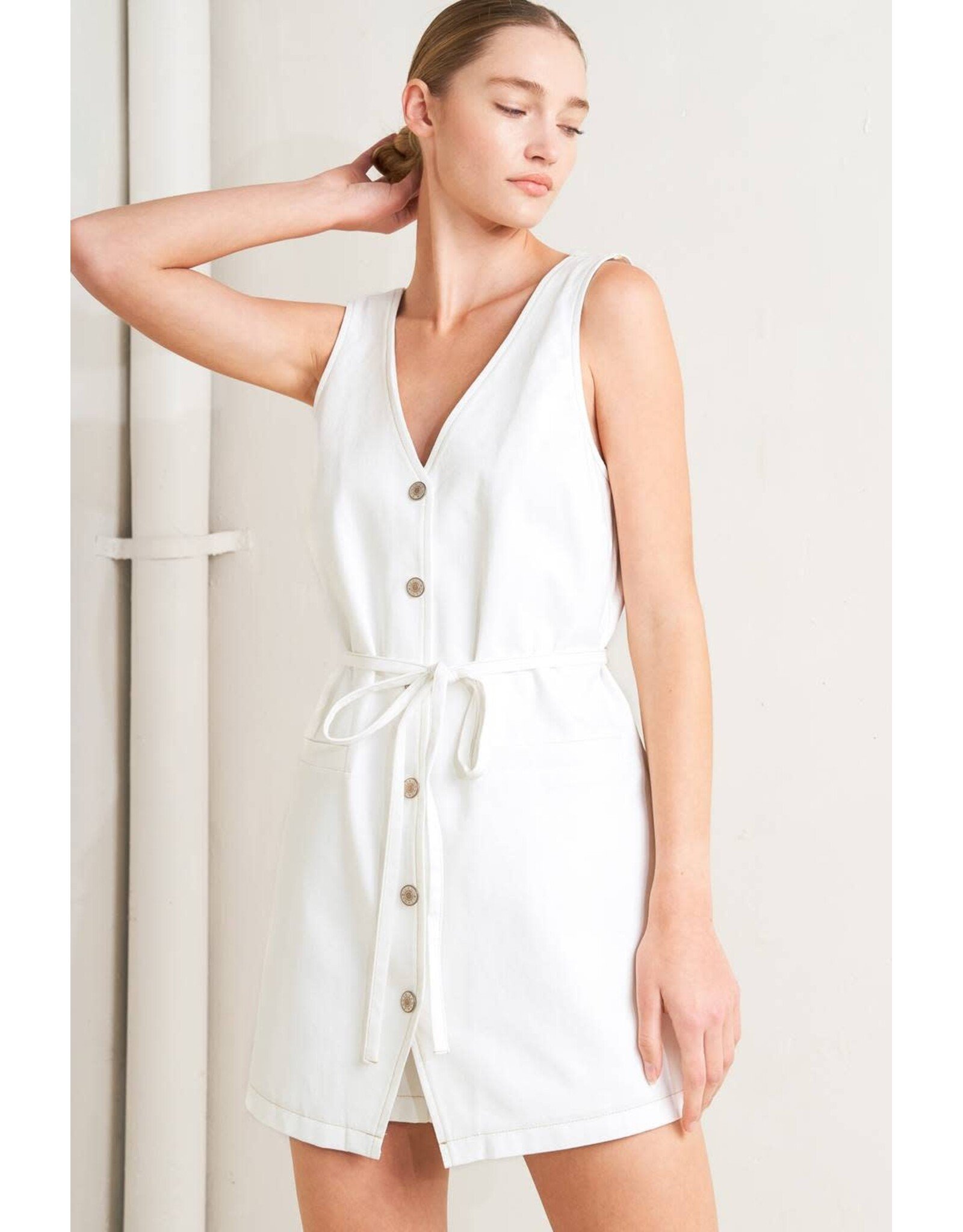 FREEMARKET DENIM VNECK BUTTON UP ROMPER