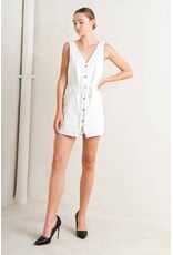 FREEMARKET DENIM VNECK BUTTON UP ROMPER