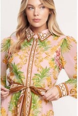 BAROQUE FLORAL PRINT MIDI DRESS