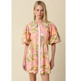 TROPICAL PUFF SLEEVE MINI DRESS