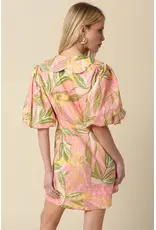 TROPICAL PUFF SLEEVE MINI DRESS