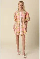 TROPICAL PUFF SLEEVE MINI DRESS