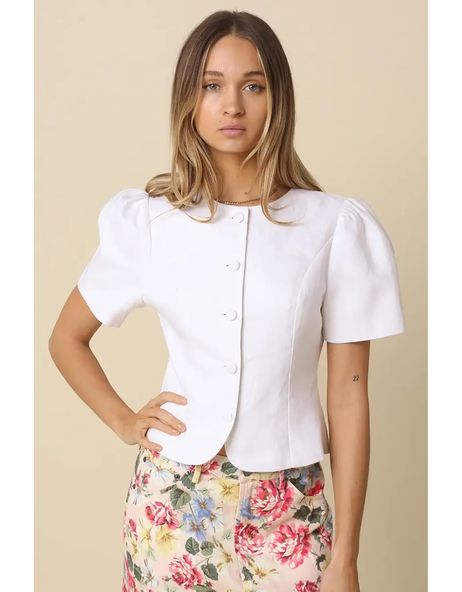 NATALY PUFF SLEEVE LINEN BLOUSE