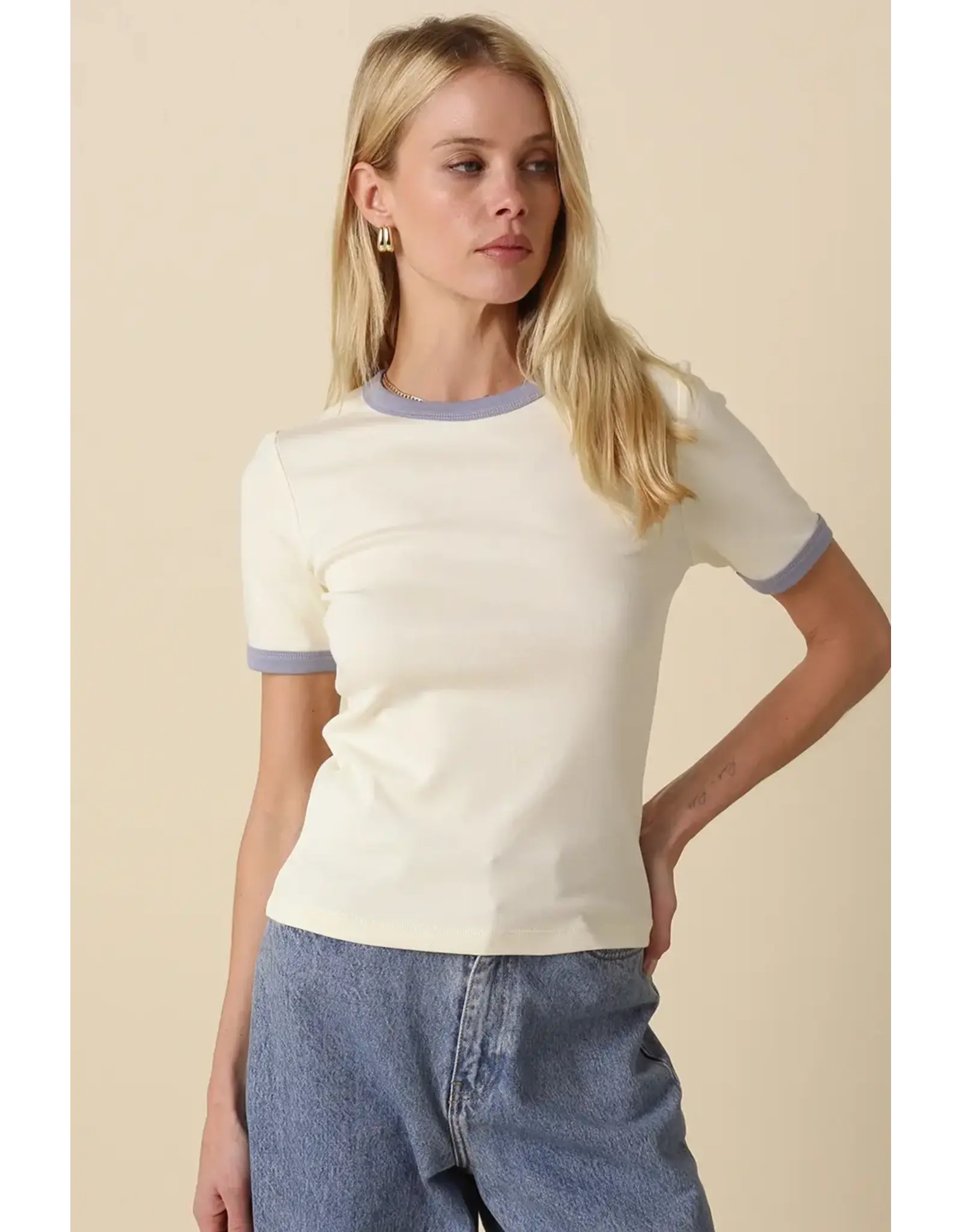 JESS CONTRAST CREWNECK TEE