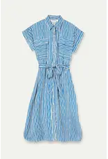 SSLV STRIPED PRINT MIDI DRESS