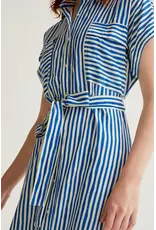SSLV STRIPED PRINT MIDI DRESS