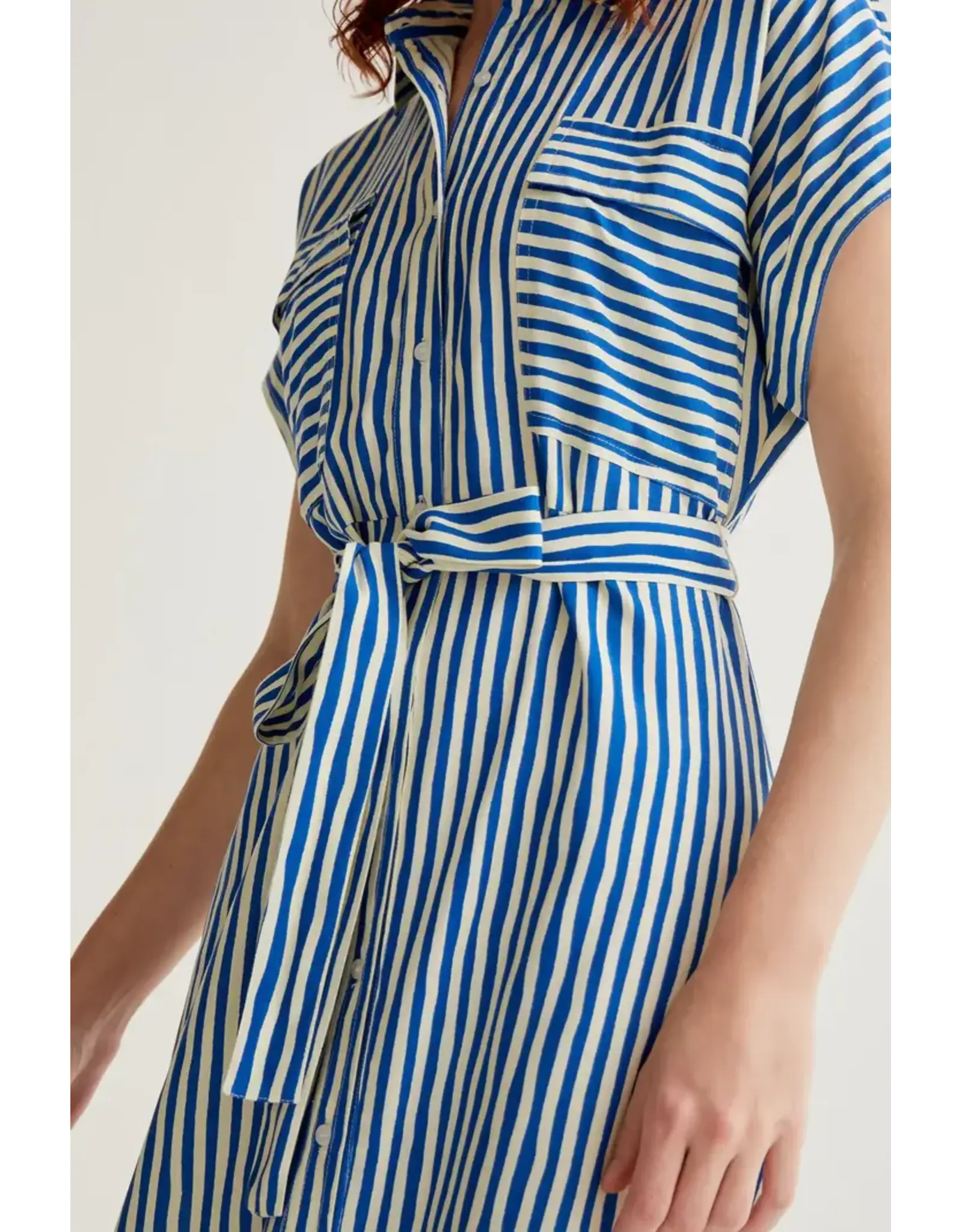 SSLV STRIPED PRINT MIDI DRESS