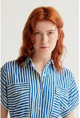 SSLV STRIPED PRINT MIDI DRESS