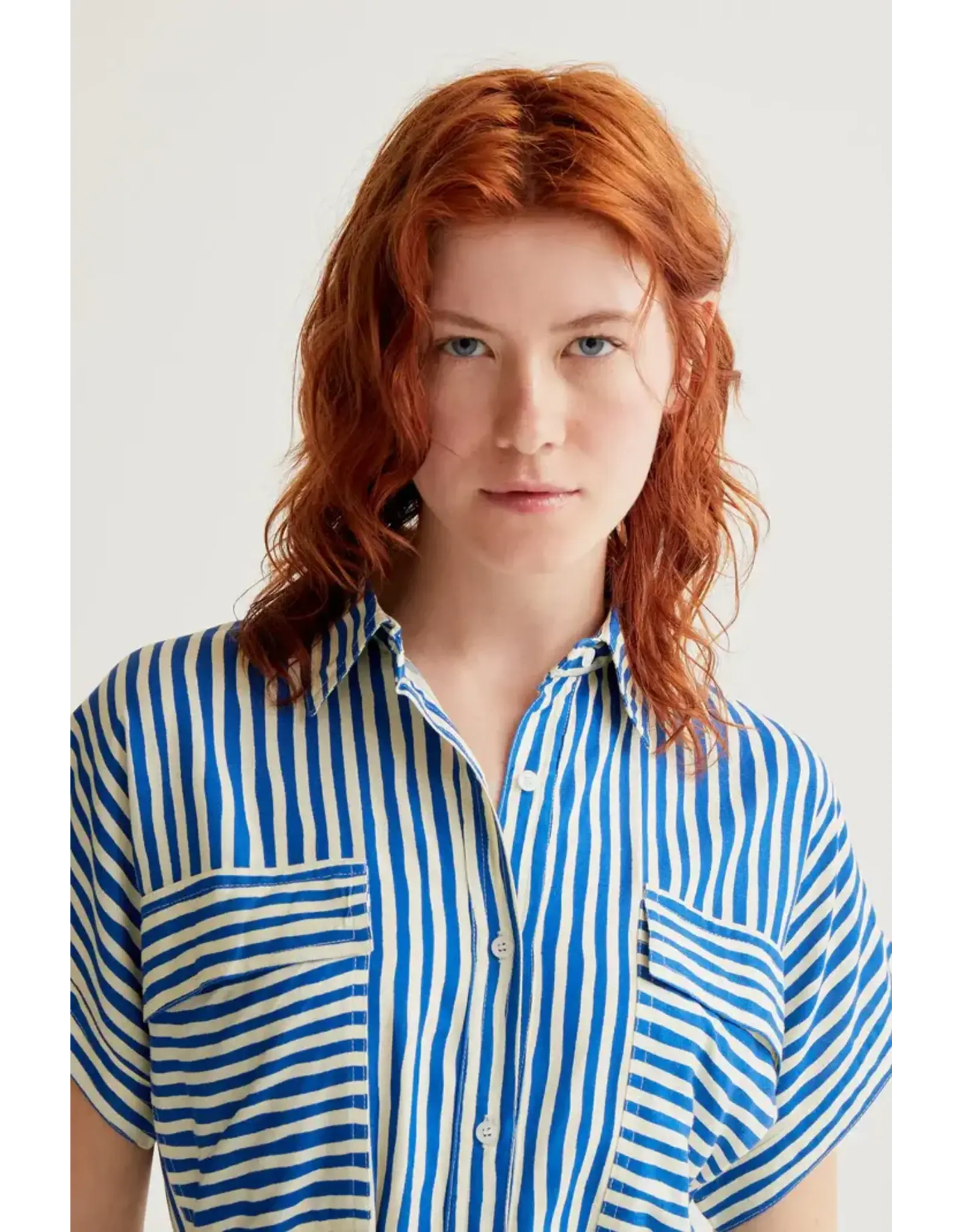 SSLV STRIPED PRINT MIDI DRESS