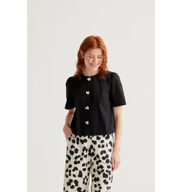 SSLV HEART BUTTON DOWN BLOUSE