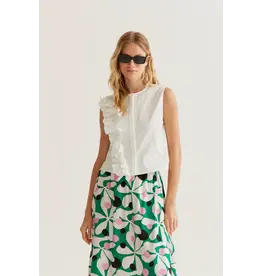 SLEEVELESS BLOUSE WITH RUFFEL DETAIL