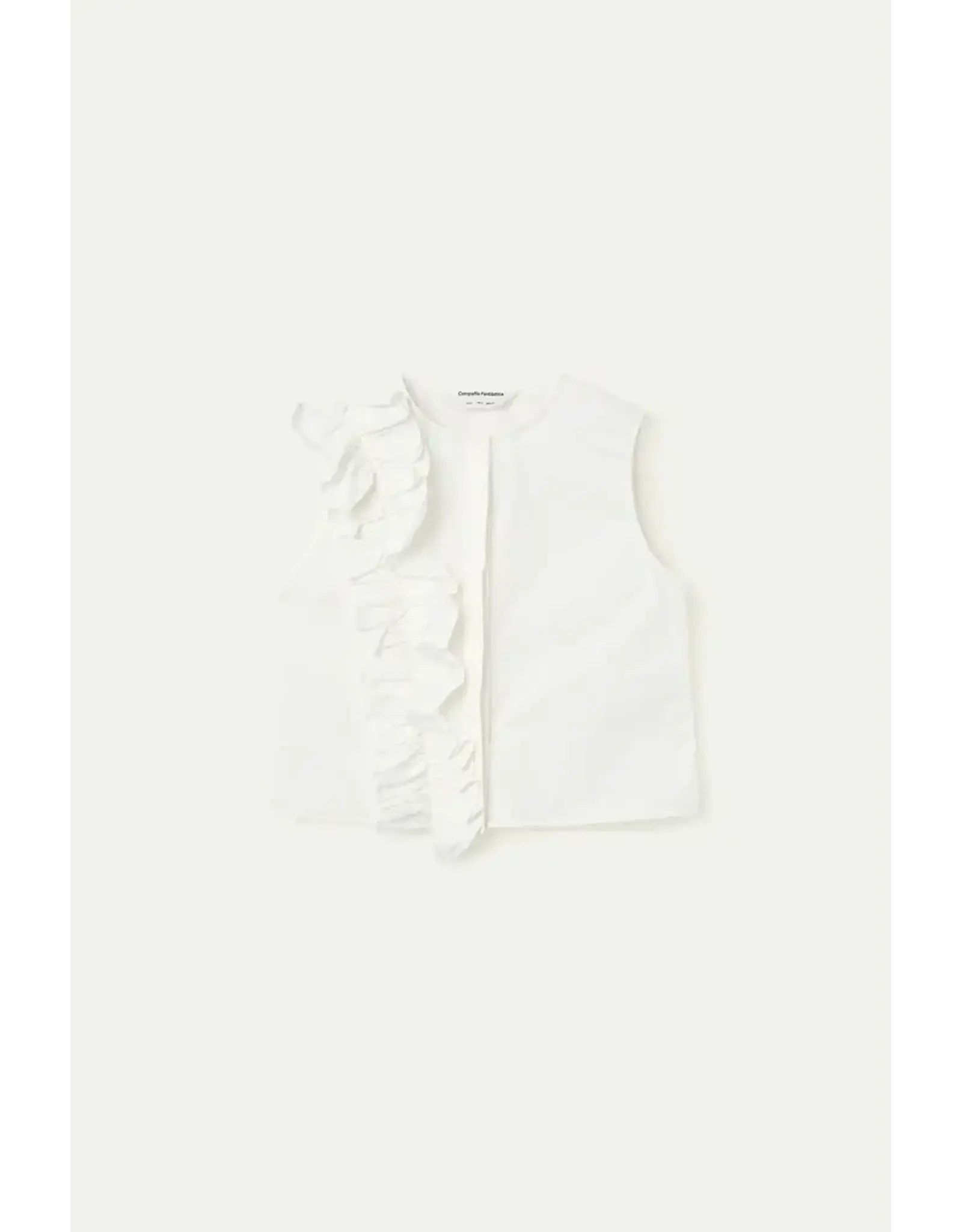 SLEEVELESS BLOUSE WITH RUFFEL DETAIL