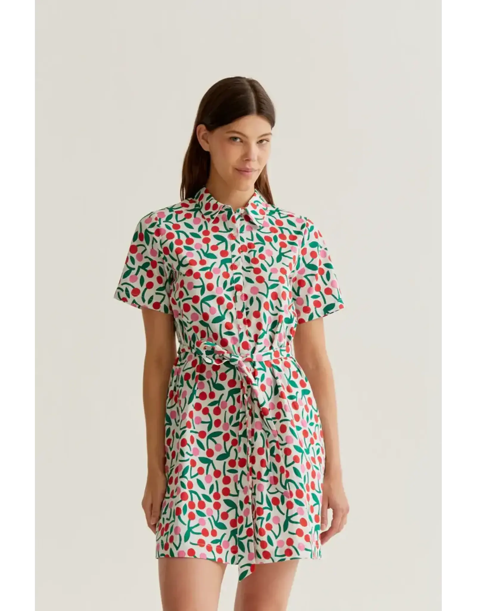 SSLV CHERRY PRINT MINI DRESS