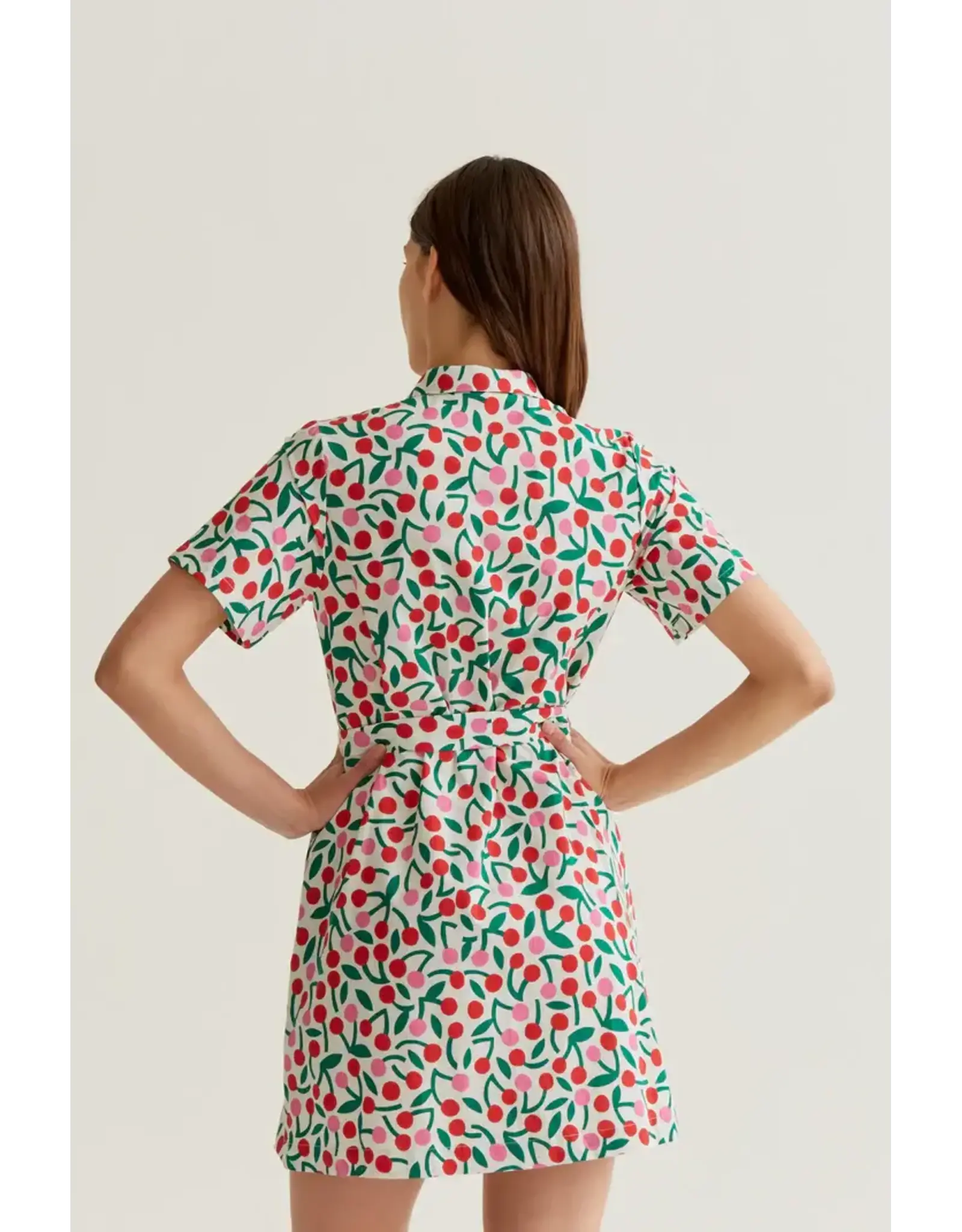 SSLV CHERRY PRINT MINI DRESS