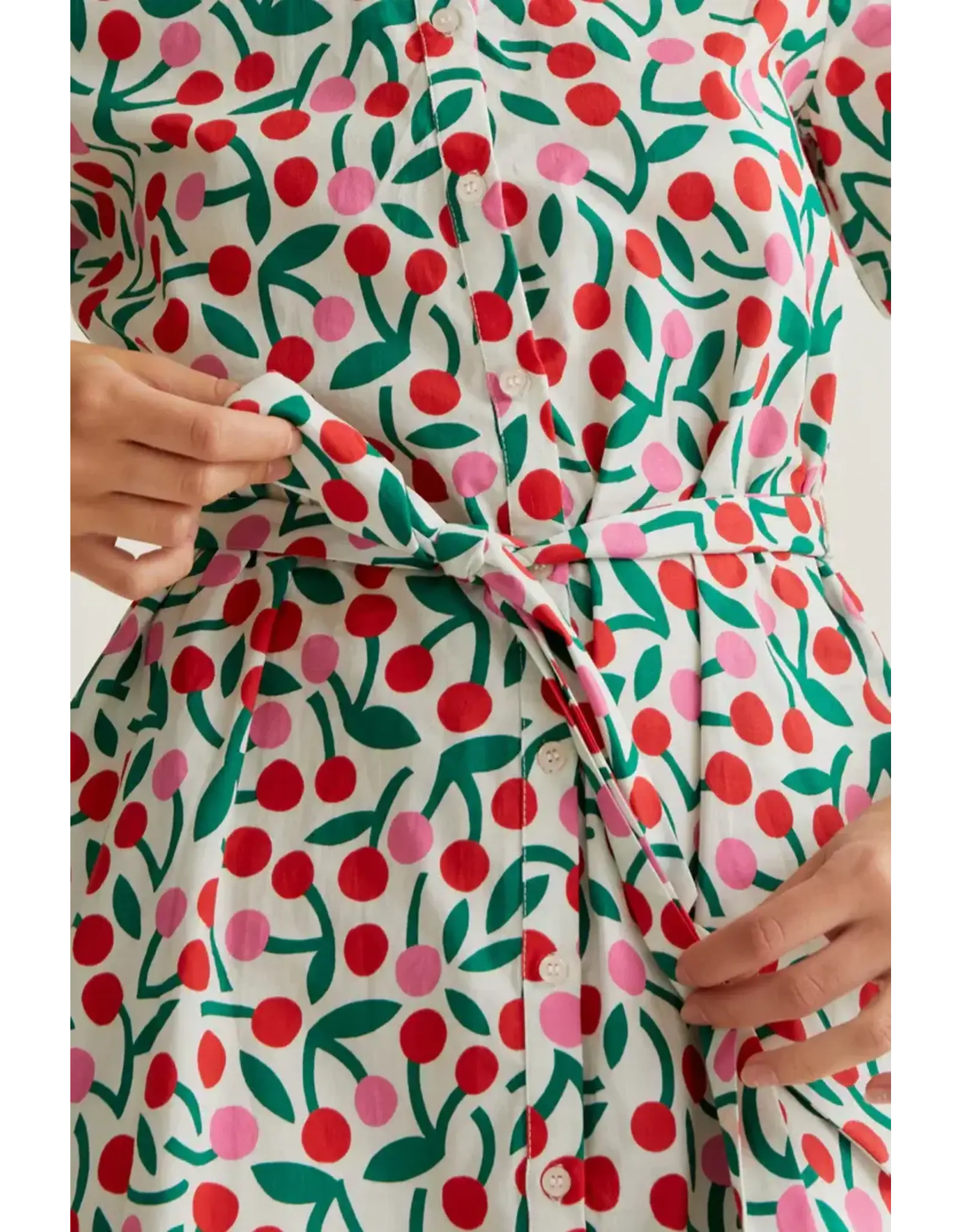 SSLV CHERRY PRINT MINI DRESS