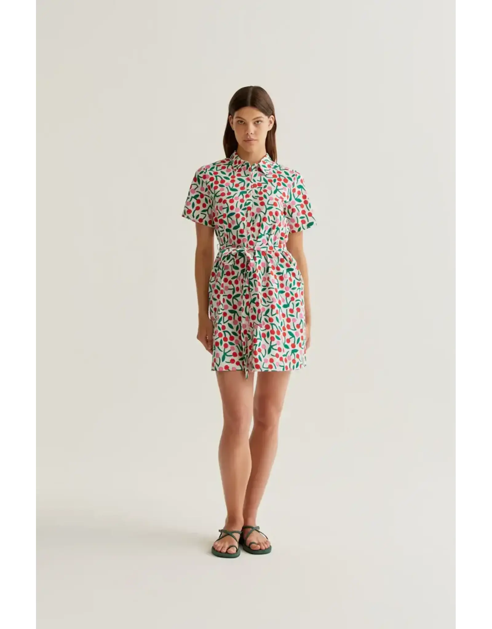 SSLV CHERRY PRINT MINI DRESS