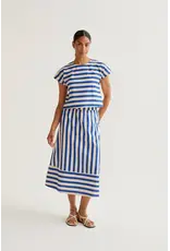STRIPED ALINE MIDI SKIRT