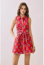 FLORAL PRINT SCALLOP TRIM DRESS